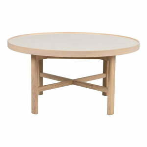 Naturalny okrągły stolik z ceramicznym blatem 90x90 cm Marsden – Rowico obraz