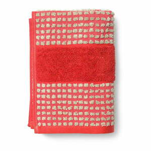 Czerwony ręcznik z bawełny organicznej frotte 50x100 cm Check – JUNA obraz