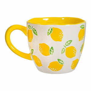 Żółto-biały ceramiczny kubek 250 ml Lemon – Sass & Belle obraz