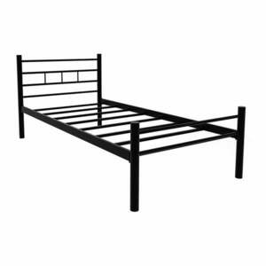 Czarne metalowe łóżko jednoosobowe ze stelażem 120x200 cm K70 – Kalune Design obraz