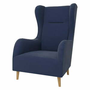 Ciemnoniebieski aksamitny fotel typu uszak Carole – Ropez obraz