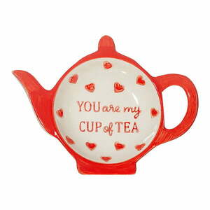 Czerwono-biały ceramiczny talerzyk na torebkę herbaty You are My Cup of Tea – Sass & Belle obraz