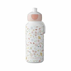 Biało-jasnoróżowa butelka dla dzieci 400 ml Flowers & butterflies – Mepal obraz