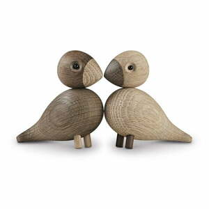 Zestaw 2 figurek z litego drewna dębowego Kay Bojesen Denmark Lovebirds obraz
