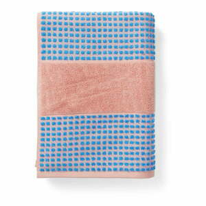 Niebiesko-różowy ręcznik kąpielowy z bawełny organicznej frotte 70x140 cm Check – JUNA obraz