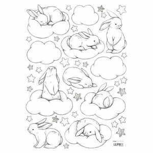 Naklejki dziecięce 30x42 cm Bunnies, Clouds And Stars – Lilipinso obraz