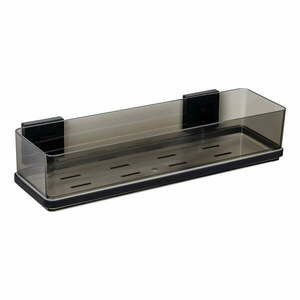 Czarna samoprzylepna plastikowa półka łazienkowa Quadro – Wenko obraz