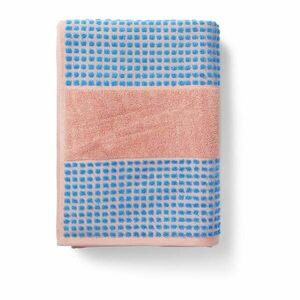 Niebiesko-różowy ręcznik z bawełny organicznej frotte 50x100 cm Check – JUNA obraz