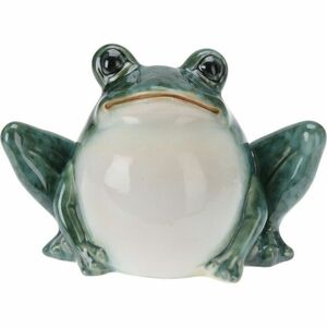 Dekoracja ogrodowa Siedząca żaba, porcelana, 13 x 9 x 7, 5 cm obraz