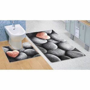 Dywanik łazienkowy Ciemne kamienie 3D, 60 x 100 + 60 x 50 cm obraz