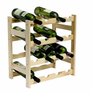 Regał drewniany na 16 butelek wina obraz