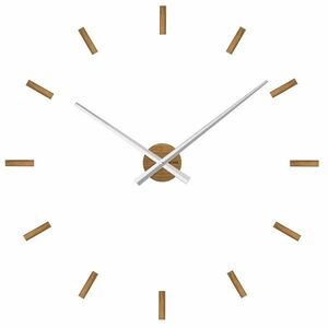 VLAHA VCT1041 dębowy zegar samoprzylepny Minimal srebrny, śr. 80 cm obraz