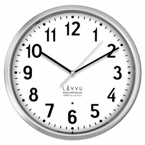 LAVVU Srebrny zegar Accurate Metallic Silver, sterowany sygnałem radiowym obraz