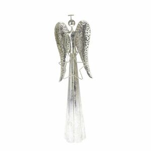 Świąteczna metalowa dekoracja LED Angel with star, srebrny, 23 x 70 cm obraz