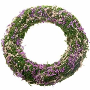 Wieniec z mchu z suszonymi kwiatami, fioletowy, 30 x 7 cm obraz