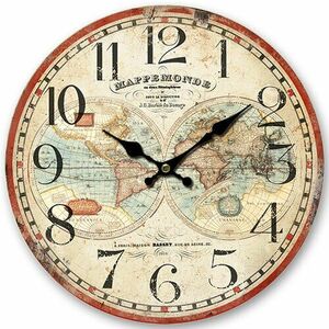 Drewniany zegar ścienny Mappemonde, śr. 34 cm obraz