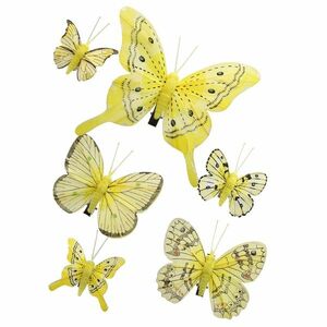 Zestaw żółtych motyli z klipsem, 6 szt., mix wielkości obraz