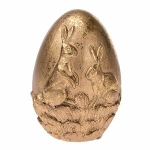 Ozdobne złote jajko z zajączkami, 6 x 10 cm obraz