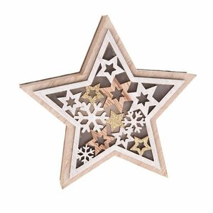 Drewniana gwiazda z oświetleniem LED Stellar, 16 x 15 x 3 cm obraz