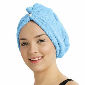 Szybkoschnący turban frotte do włosów niebieski obraz