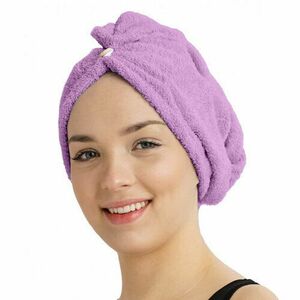 Szybkoschnący frotte turban do włosów fioletowo-liliowy obraz