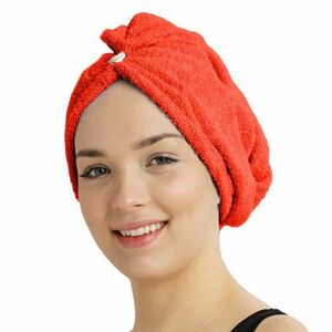 Szybkoschnący turban do włosów frotte czerwony obraz