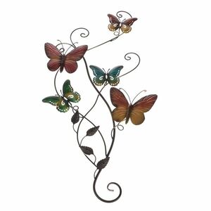 Ścienna dekoracja metalowa Kolorowe motyle, 38 x 74 x 3 cm obraz