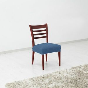Pokrowiec elastyczny na siedzisko krzesła Denia niebieski, 45 x 45 cm, zestaw 2 szt. obraz