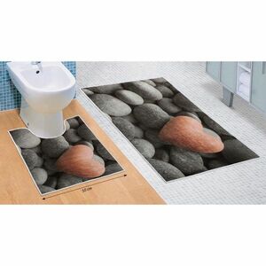 Komplet dywaników łazienkowych Ciemne kamienie 3D, 60 x 100 cm, 50 x 60 cm obraz