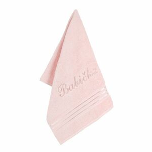 Bellatex Ręcznik frotte z haftem Babička różowy, 50 x 100 cm obraz