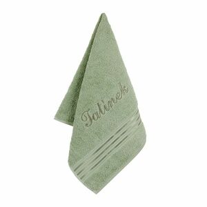 Bellatex Ręcznik frotte z haftem Tatínek zielony, 50 x 100 cm obraz