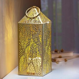 Metalowa latarnia Gold ze świecą LED obraz