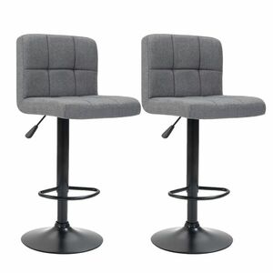 2 krzesła barowe z siedziskiem z tkaniny w kilku kolorach-jasnoszare obraz