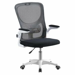 Ergonomiczne krzesło biurowe z podnoszonymi podłokietnikami, biały obraz