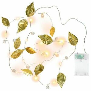 Oświetlenie perełki i złote listki, 20 diod LED, ciepła biel obraz