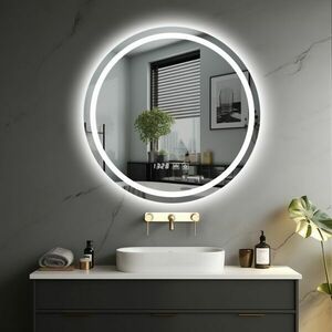 IREDA Lustro łazienkowe LED z oświetleniem, okrągłe, 60 cm obraz
