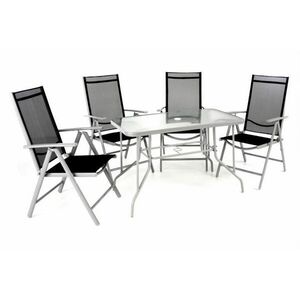 Zestaw ogrodowy składany stół + 4 krzesła - czarny obraz