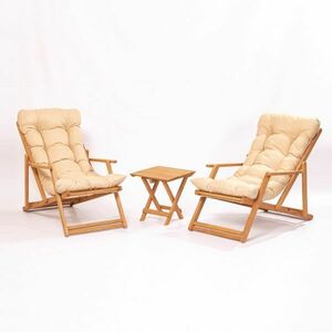 Zestaw krzeseł ogrodowych i stół, buk, brązowy i kremowy obraz