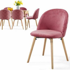 Miadomodo Zestaw aksamitnych krzeseł do jadalni, różowy obraz