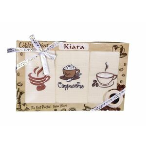 Ścierki bawełniane w prezentowym opakowaniu, Espresso, Cappucino, Latte, zestaw 3 szt., 50 x 70 cm obraz