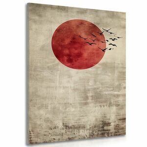 Obraz japandi czerwony księżyc obraz