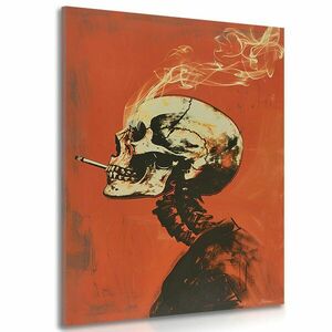 Obraz japandi szkielet z papierosem obraz