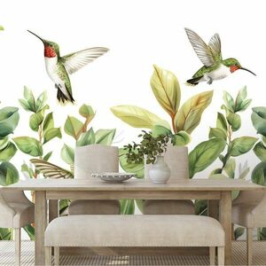 Samoprzylepna tapeta kolibry i liście obraz