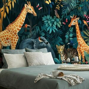 Samoprzylepna tapeta ze zwierzętami w dżungli obraz