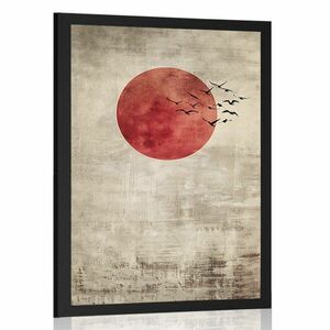 Plakat japandi Plakat czerwony księżyc obraz