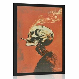 Plakat japandi szkielet z papierosem obraz