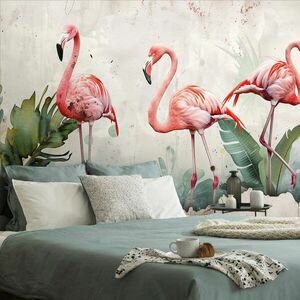Samoprzylepna tapeta Flamingi w stylu vintage obraz