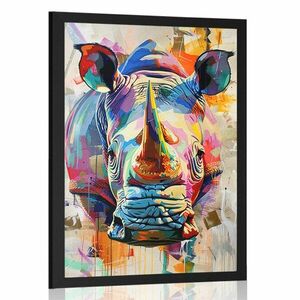 Plakat nosorożec z imitacją Plakatu obraz