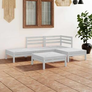 vidaXL 5-cz. zestaw wypoczynkowy do ogrodu z palet, drewniany, biały obraz