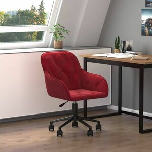 vidaXL Obrotowe krzesło biurowe, winna czerwień, obite aksamitem obraz